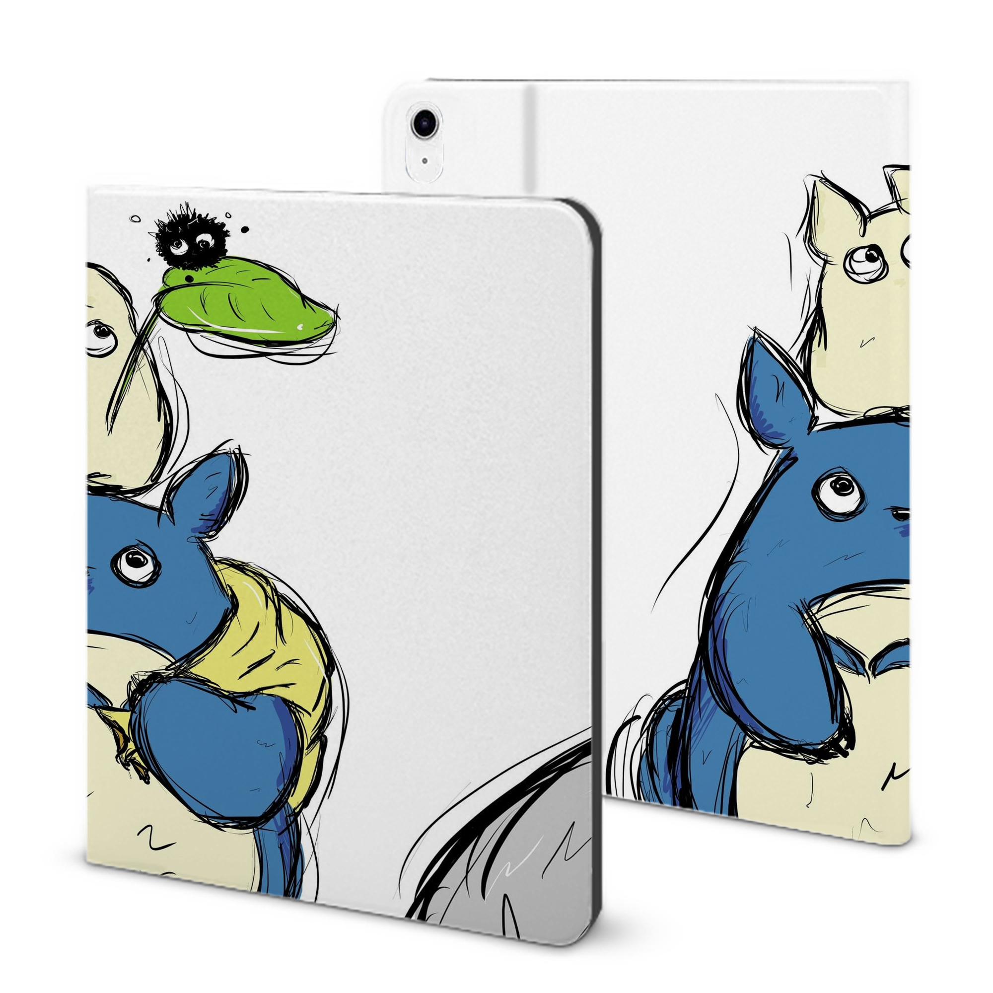 （画像用） となりのトトロ 草壁メイ 草壁サツキ My Neighbor Totoro Satsuki Kusakabe Mei Kusakabe IPad ケース ブック型 PUレザー TPU 耐衝撃 軽量 薄型 ペン収納なし 全面保護 IPad 各モデル対応